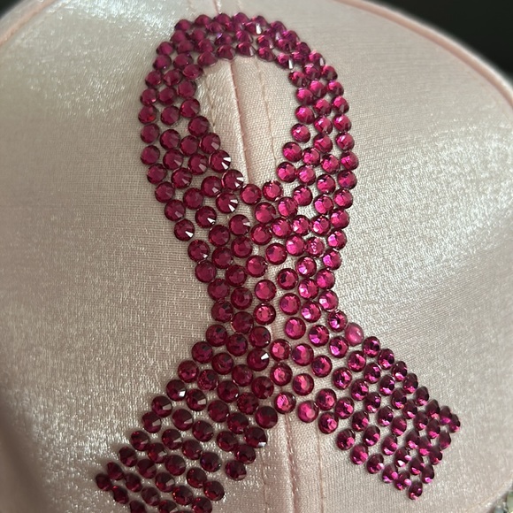 BREAST CANCER AWARENESS pink ribbon Rhinestone hat - Picture 3 of 3
